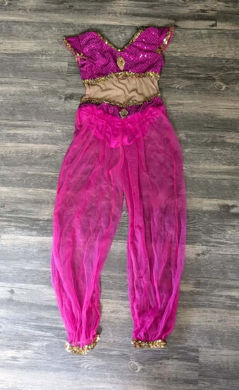Genie In A Bottle Aladdin Girls Sequin One-Piece Dance Halloween Costume Size M